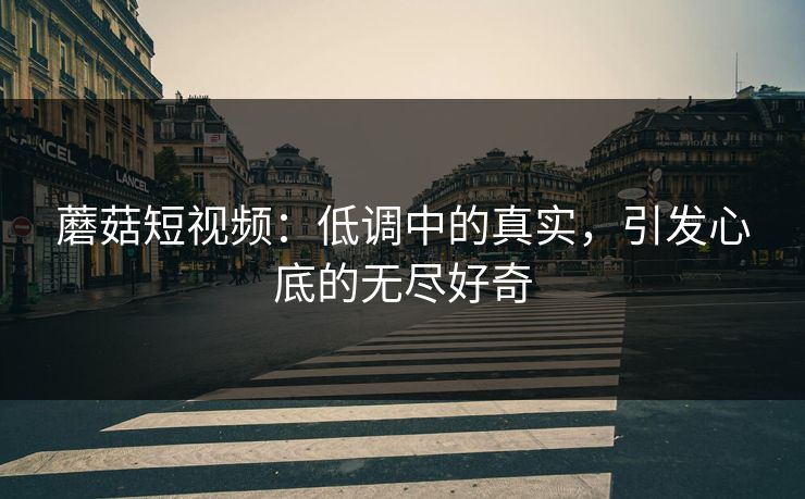 蘑菇短视频：低调中的真实，引发心底的无尽好奇